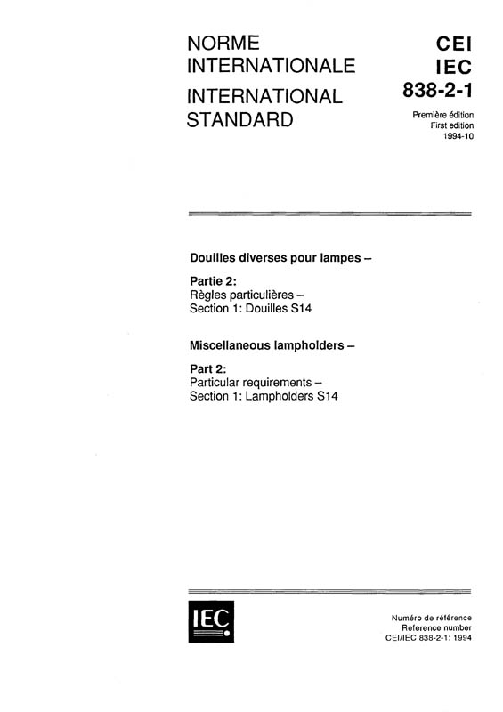 Cover IEC 60838-2-1:1994